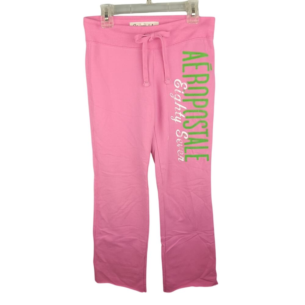 Aeropostale Pink Logo Sweatpants Lounge Pants Boot cut Flare Y2K